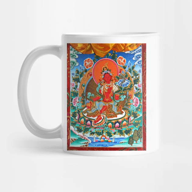 Red Tara Tibetan Buddhist Deity Thangka by TammyWinandArt